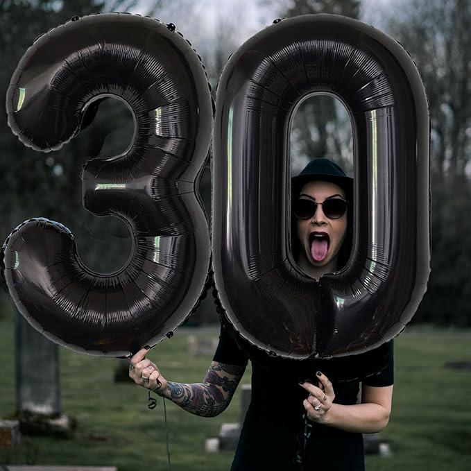 Number Balloons Black Party Balloon - Giant Number 30 Balloon, 40 Inch Large Balloon for 30th Birthday Decorations, Black Party Supplies for Men Women