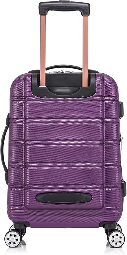 Rockland Melbourne Hardside 2 Piece Expandable Spinner Wheel Luggage Set, Carry-On 20" and Tote 14", Purple
