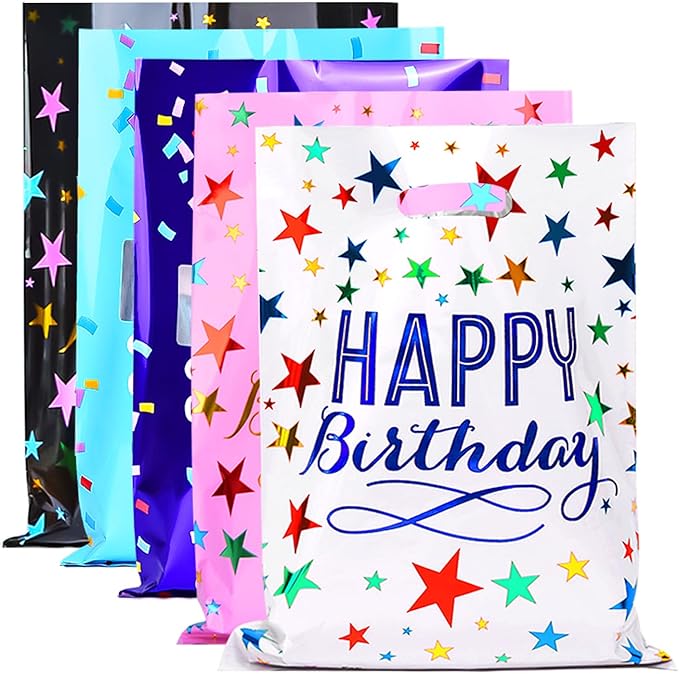 ZGORENDZ 40 Pack Party Favor Bags for Birthday Assorted Colors Goodie Gift Bags for Girls & Boys Birthday Party(6.7 * 9.7 inch)