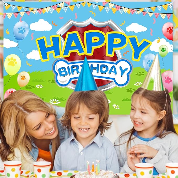5x3ft Cartoon Dog Theme Backdrop Cartoon Photography Background Kids Boys Girls Birthday Party Decorations Photo Booth Banner Props