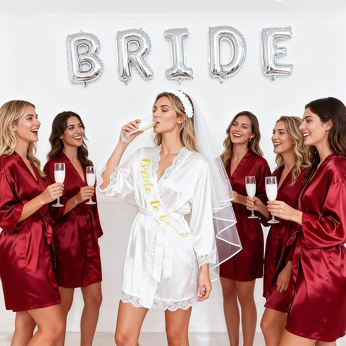 Gold Bride to Be Sash & White Wedding Veil for Bachelorette Party, 2Pcs Bridal Veil and Sash Set for Women and Girls, Bach Party Favors Accessories for Bridal Showers Engagement Party Supplies