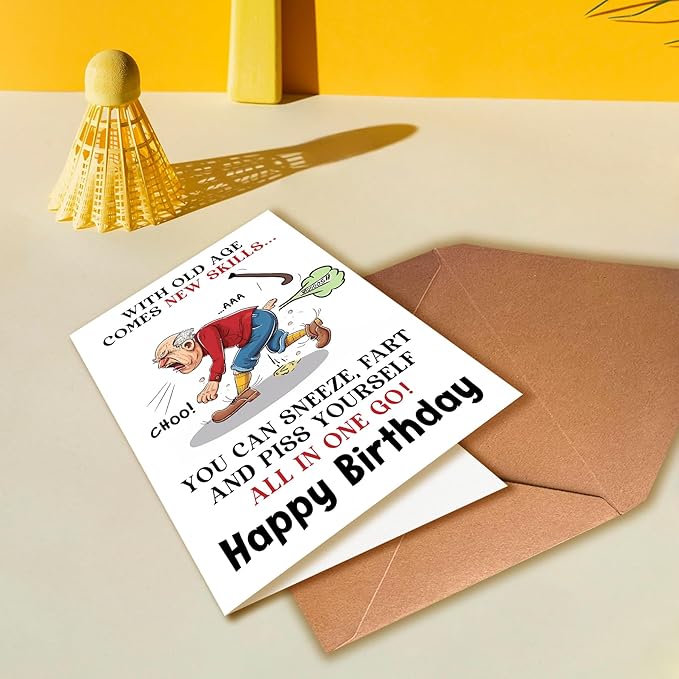 Funny Birthday Card for Men, Funny Birthday Card for Friends Grandpa Brother Husband Dad, Funny Getting Older Happy Birthday Card for Men, Old Age Bday Greeting Card