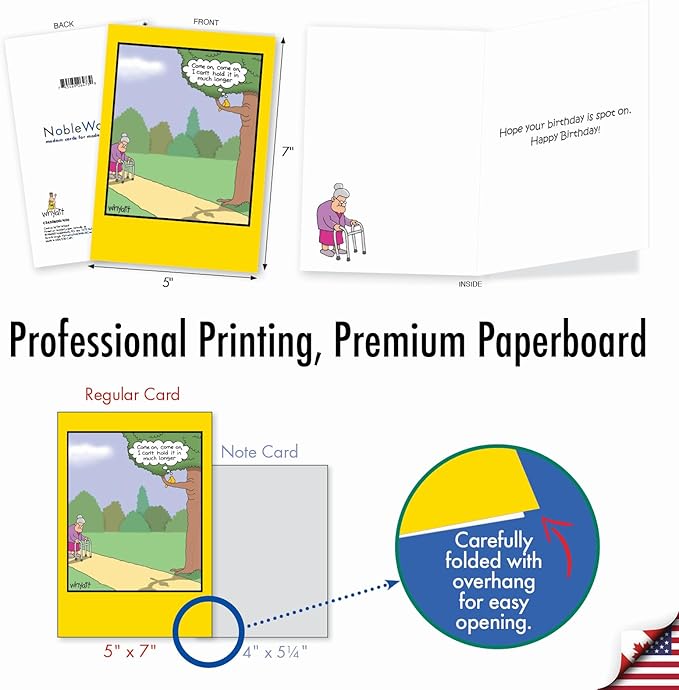 NobleWorks - 1 Hilarious Greeting Card for Birthday - Funny Birthday Cartoon, Comic Notecard - Hold It In C2450BDG