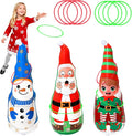 Christmas Games Gifts for Kids Family, Christmas Inflatable Santa, Snowman & Elf Ring Toss Game Set, Office Party Favors Supplies, Indoor Outdoor Carnival Party Decorations Toys