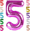 Balloon Numbers 40 Inch 5 Ballon for 5th Birthday Decorations, 15 25 35 50 Big Rose Purple Number Balloons for Wedding Photo Shoot Party Decor