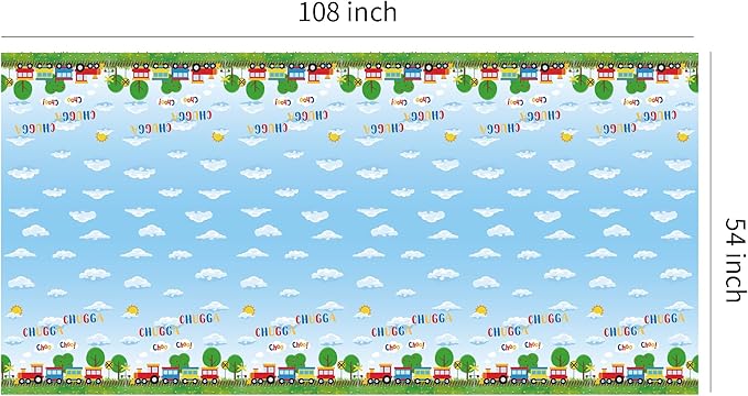 APOWBLS Train Birthday Party Supplies Tablecloth, Disposable Train Birthday Decorations Table Cover, 3 Pack, 54in x 108in