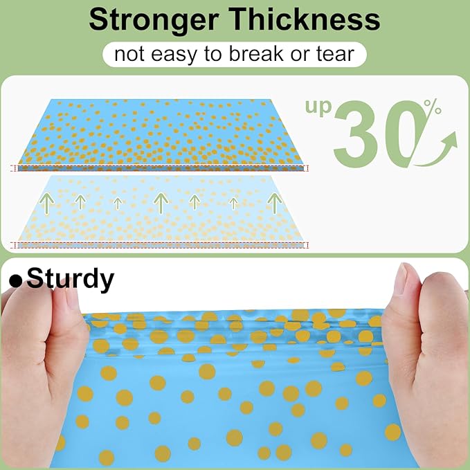 misaya 6 Packs Dot Disposable Table Cloth, 54 x 108 Inch Waterproof Plastic Tablecloth, Rectangle Gold Dots in Light Blue Table Covers for Easter, Picnic, Birthday, Party