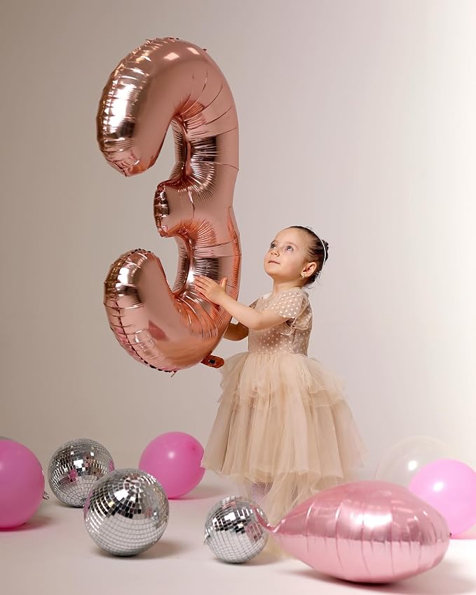Rose Gold Number 13 Balloon 40 inch, 13 Number Balloons, 13th Birthday Decorations for Girls Boys, 13 Year Old Rose Gold Party Supplies