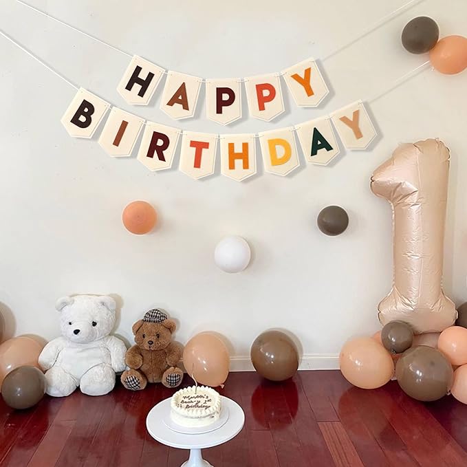 Boho Felt Happy Birthday Banner - Bohemian Birthday Party Decorations,Boy Girl Birthday Felt Banner,Boho Happy Birthday Garland, Window Door Mantels Easy To Hang Decor