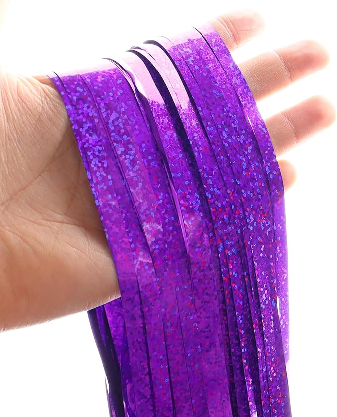 Tinsel Backdrops Curtains Party Decorations, Purple Streamers Birthday Decoration for 30th Women Men, Photo Booth Props for Wedding, 2Pack 3.28X6.56Ft