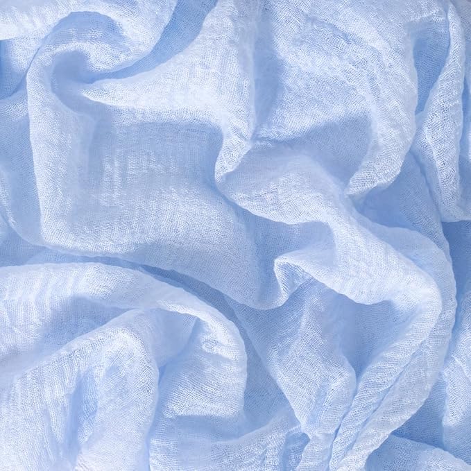 Socomi 6pcs Blue Easter Spring Gauze Cheesecloth Table Runner 120 Inch Rustic Boho Cheese Cloth Runner for Wedding Party Baby Bridal Shower Centerpiece Decoration Holiday Home Decorations