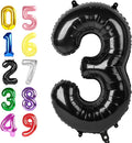 Number Balloons 40 Inch 3 Balloons for Birthday Party Decoration, Black Number 3 Ballon for 3, 13, 23, 30 Celebration, Boy and Girl Birthday, Christmas, Anniversary Decor