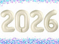 2026 Cream Numbers Balloon 40 Inch, Happy New Years 2026 Balloons for Nye Decor Party, 2026 Digital Balloon Graduation Decoration Supplies