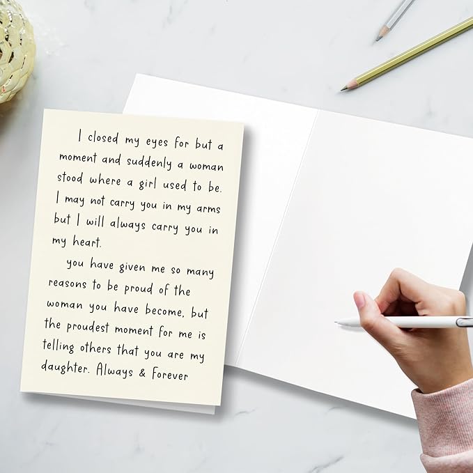 Daughter Birthday Card from Parents, Sweet Poetic Cards from Proud Parents, I Love You, You Are My Daughter Always and Forever, Decorations for Gril, Proud of You card