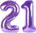 Purple Number 21 Balloon 40 Inch, 21st Birthday Party Decorations for Children, Giant 21 Foil Balloon for Party Supplies