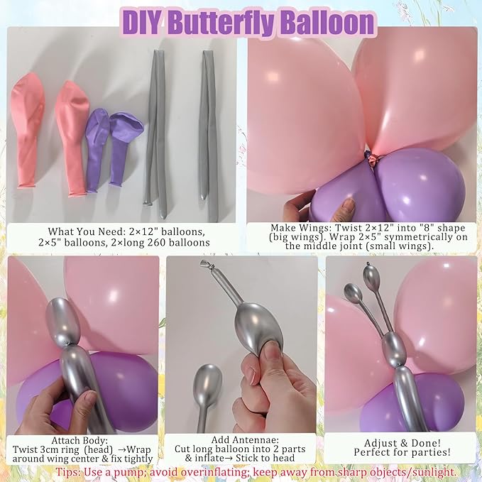 Butterfly Spring Balloon Arch Kit Flower Balloons 159Pcs Sage Green Pink Purple Balloons Fairy Balloon Garland for Wildflower Birthday Party Baby in Bloom Baby Shower Decorations