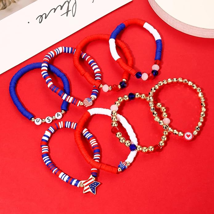 Surfer Heishi Bracelets for Women Stackable Rainbow Vinyl Disc Clay Beaded Stretch Bracelets Elastic Layering Friendship Bracelets Boho Summer Beach Jewelry