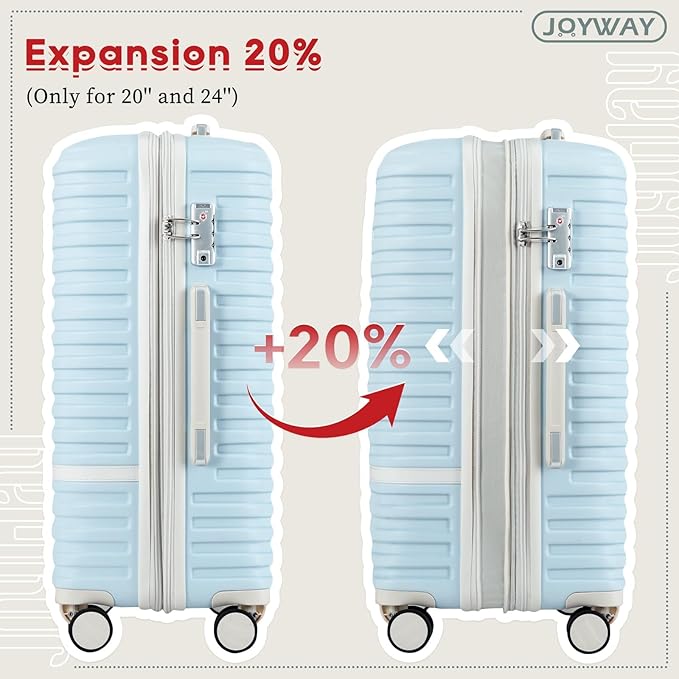 Joyway Luggage Set 3 Piece Suitcase Sets with Spinner Wheel, Hardside Expandable Travel Luggage with TSA Lock (20/24/28)