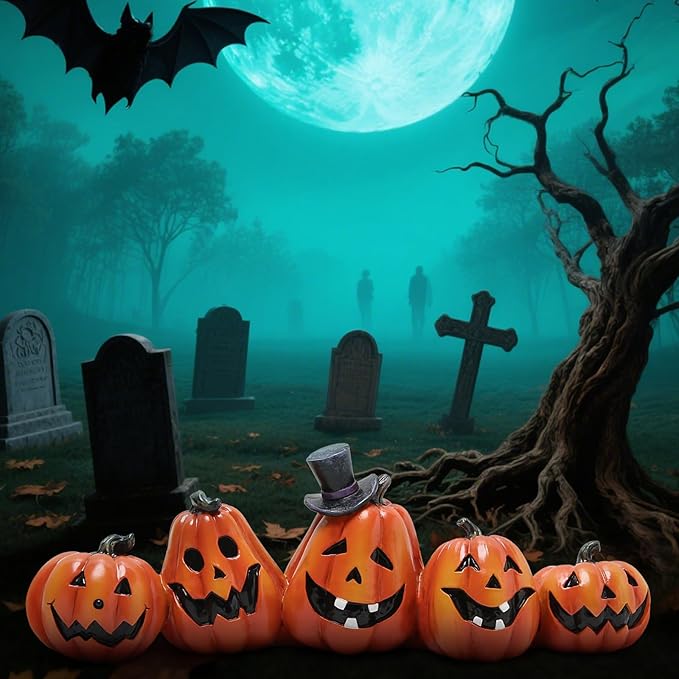 Hodao Halloween Pumpkin Decorations Indoor Halloween Decorations Clearance for Table/Halloween/Window/Present Box/Gift/Courtyard Corridor (Orange Pumpkin)