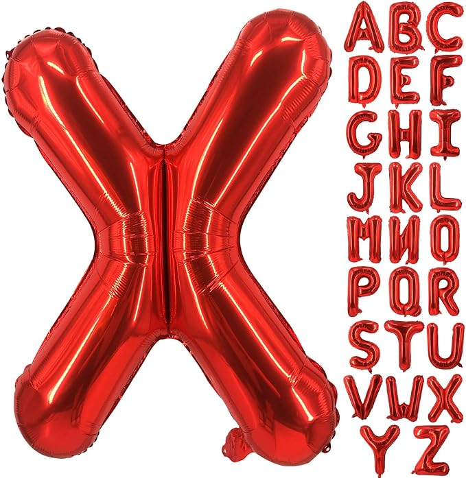 Lovoir 40 Inch Large Red Letter X Balloons Big Size Jumbo Mylar Foil Helium Balloon for Birthday Party Celebration Decorations Alphabet Red X