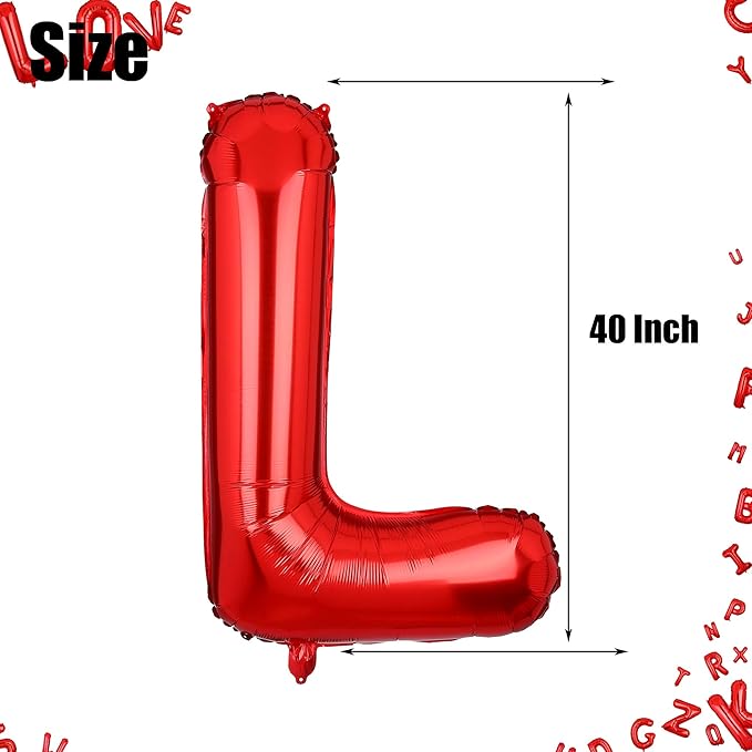 40 Inch Big Red Letter Balloons Foil Mylar Wedding Bachelorette Birthday Bridal Shower Wedding Anniversary Celebration Graduation Party Decor Supplies Alphabet L
