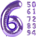 Purple 6 Balloon, Number Balloon 40 Inch, Purple Party Supplies 6th Balloons for Birthday, 6 Birthday Balloon, Number 6 Balloon