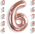 AULE 40 Inch Big Rose Gold 6 Balloon Number Large Foil Helium Number Balloons 0-9 Jumbo Giant Happy 6th Birthday Party Decorations for Boy or Girl Huge Mylar Anniversary Party Supplies