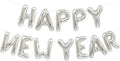 TONIFUL Silver Happy New Year Balloons 16 Inches Mylar Foil Letter Sign Banner balloon For 2025 New Years Eve Party Anniversary Decor Home Party Decorations