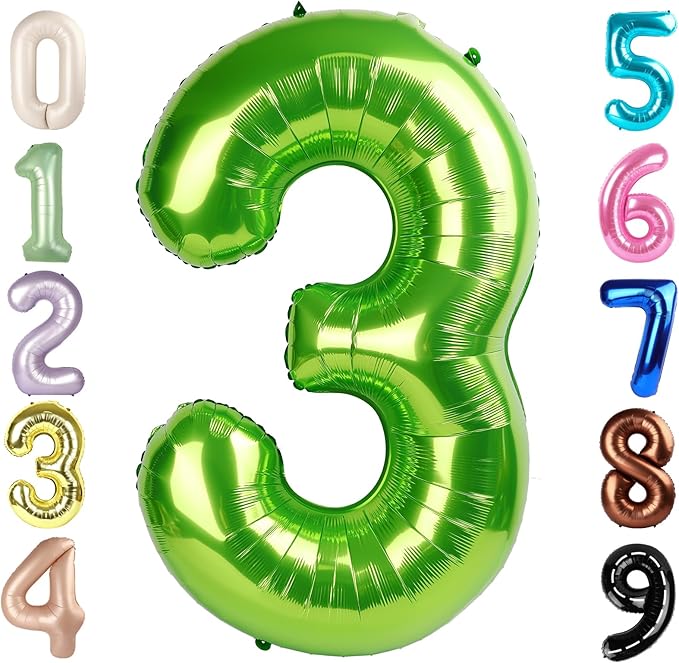 Numbers Balloon 3, 40 Inch Large Light Green Balloon for Three Year Old Birthday Decor, 3 13 30 31 Birthday Party Decorations for Wedding Supplies