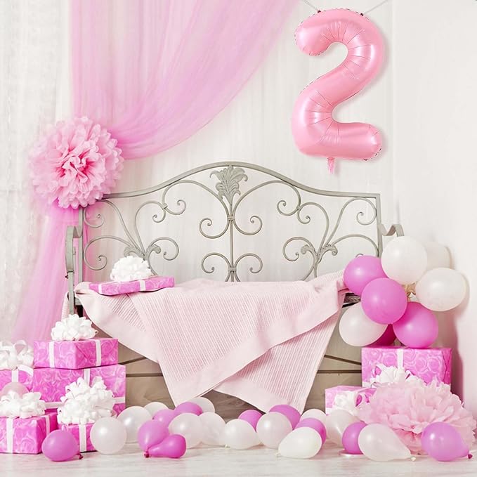 Number 2 Balloon 40 Inch Pink Number Balloon Foil Mylar Alphabet Balloon for Birthday Wedding Baby Shower Party Large Number Balloon