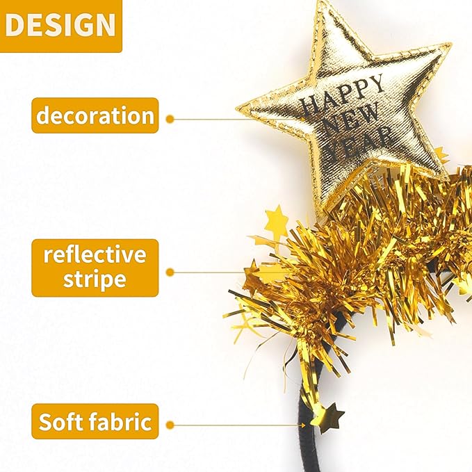 Doneace Happy New Year Headband 2026 New Year Eve Hairbands Glitter Hair Accessories for Women Girls New Years Party Favors