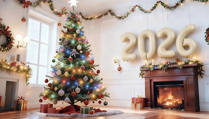 2026 Cream Numbers Balloon 40 Inch, Happy New Years 2026 Balloons for Nye Decor Party, 2026 Digital Balloon Graduation Decoration Supplies