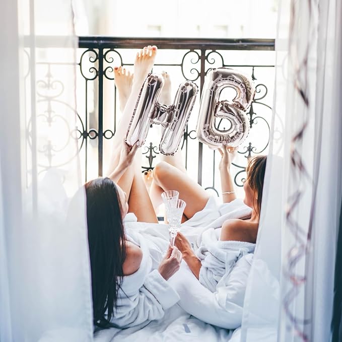 53 Pcs Silver Foil Letter Balloons with “&” Symbol, 16 Inch 2 A-Z Sets - Mylar Alphabet Balloons for Custom Banner & Party Decorations