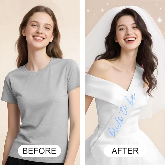 Blue Bride to Be Sash Veil for Bachelorette Party Decorations, 2 Pack Bride to Be Decorations Set for Women and Girls, Blue Bridal Shower Gift, Wedding Engagement Gifts for bride
