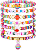 Surfer Heishi Bracelets for Women Stackable Rainbow Vinyl Disc Clay Beaded Stretch Bracelets Elastic Layering Friendship Bracelets Boho Summer Beach Jewelry