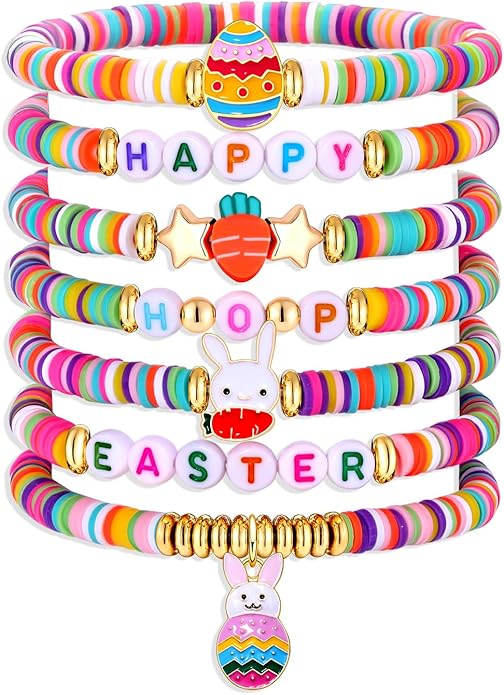 Surfer Heishi Bracelets for Women Stackable Rainbow Vinyl Disc Clay Beaded Stretch Bracelets Elastic Layering Friendship Bracelets Boho Summer Beach Jewelry