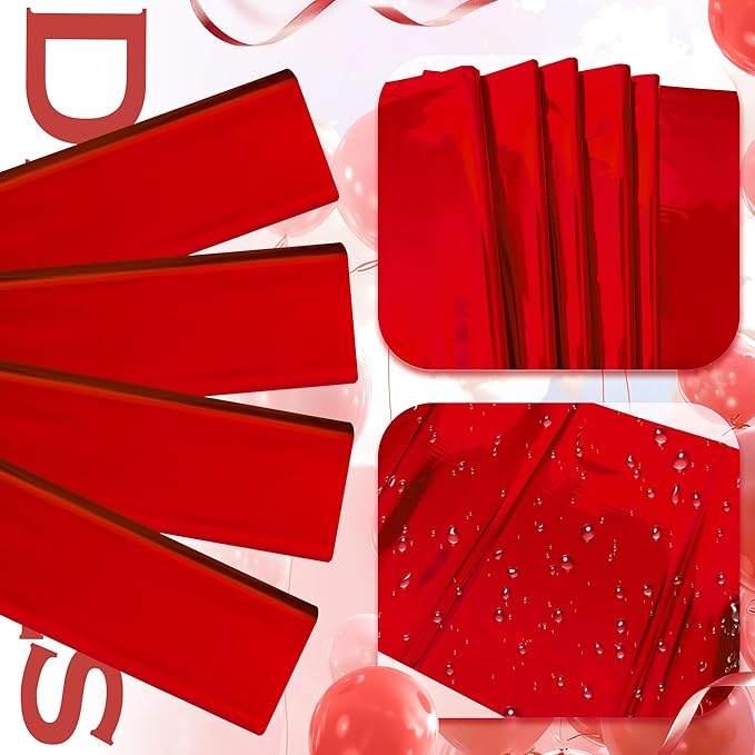 4pcs Red Foil Tablecloth 54*72 Inch Plastic Christmas Carnival Birthday Party Table Cloths Disposable Waterproof Table Cover for Graduation Anniversary Wedding Baby Shower Bridal Party Supplies
