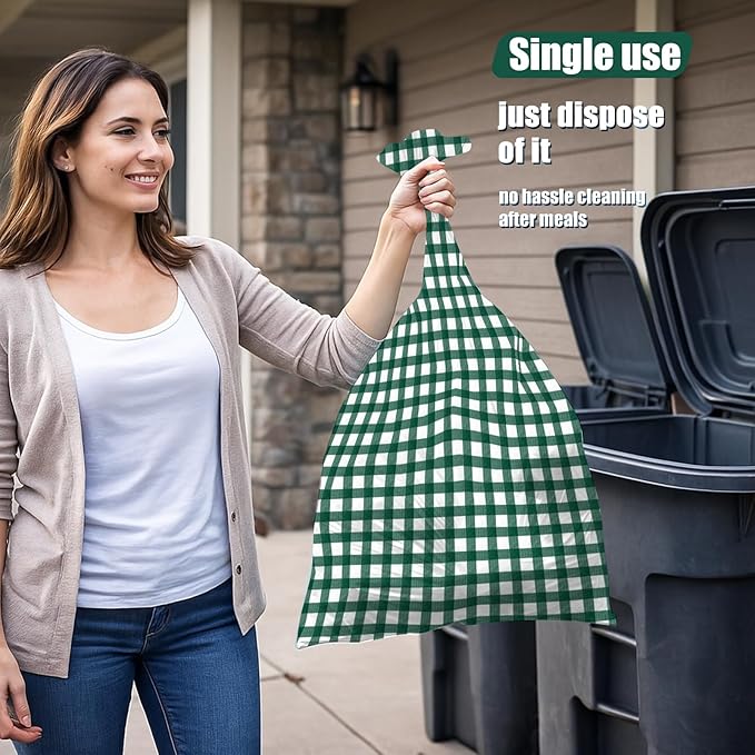 3pcs 54X108inch Dark Green Checkered Tablecloth,Green Gingham Tablecloths Buffalo Plaid Disposable Plastic Table Covers for Birthday Baby Shower Bridal Wedding Party Birthday Decorations