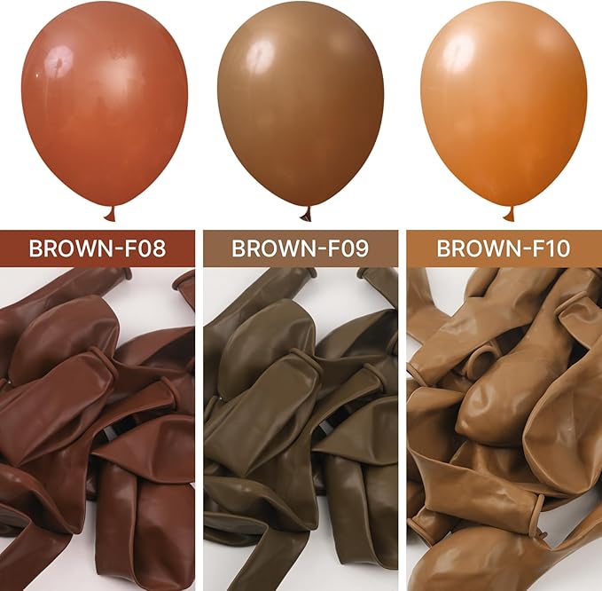PartyWoo Brown Balloons 140 pcs Different Sizes of 18 12 10 5 Inch Neutral Brown Balloons Arch Kit Garland for Baby Shower Birthday Graduation Woodland Safari Theme Jungle Party Decorations Brown-F09