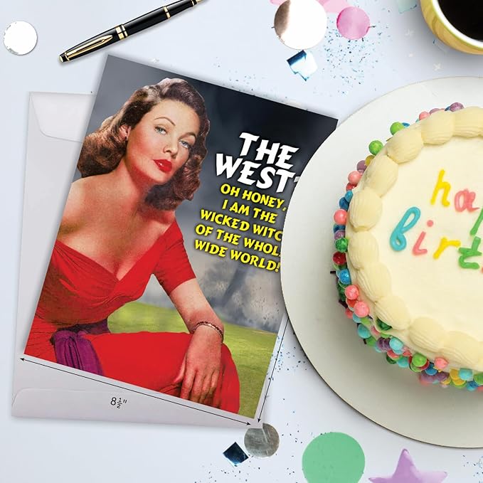 NobleWorks Jumbo Hilarious Birthday Greeting Card 8.5 x 11 Inch with Envelope (1 Pack) Big, Jumbo Bday Wicked Witch Of The World J1476