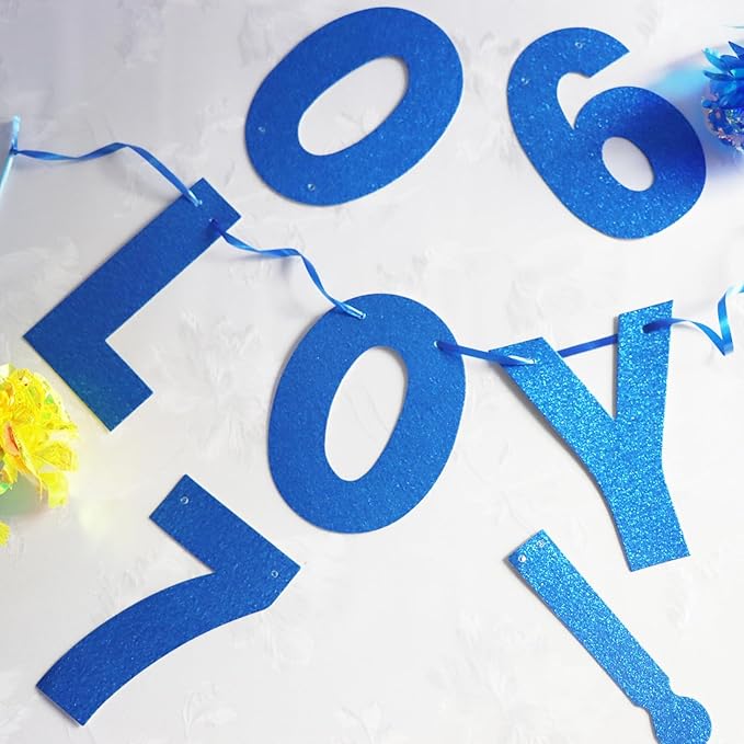 116 Pcs DIY Glitter Custom Banner Kit - Customize with 111 Letters and Numbers, 3 Rope, 2 Threading Devices for Personalized Decor - Halloween, Birthday (Blue)