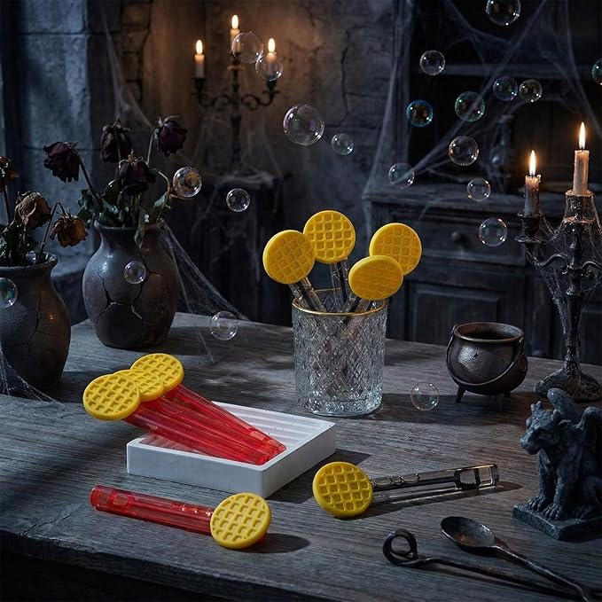 Jenaai 24 Pcs Waffles Bubble Wands Waffles Bubbles Party Favors for Summer Activity Cartoon Birthday Gifts Carnival Goody Bag Stuffers Wedding Supplies