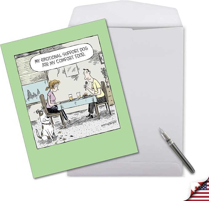 NobleWorks Jumbo Funny Birthday Paper Card From Us 8.5 x 11 Inch with Envelope (1 Pack) Big, Jumbo Bday Support Dog J3647BDG-US