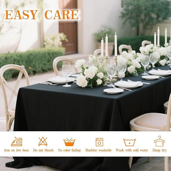 WIGENIUS 6 Pack Black Table Cloth Rectangle Tablecloths 60X102 Inch,Polyester Table Cloth for 6 Foot Rectangle Tables,Wrinkle Resistant Washable Fabric Table Covers for Party,Wedding Banquet
