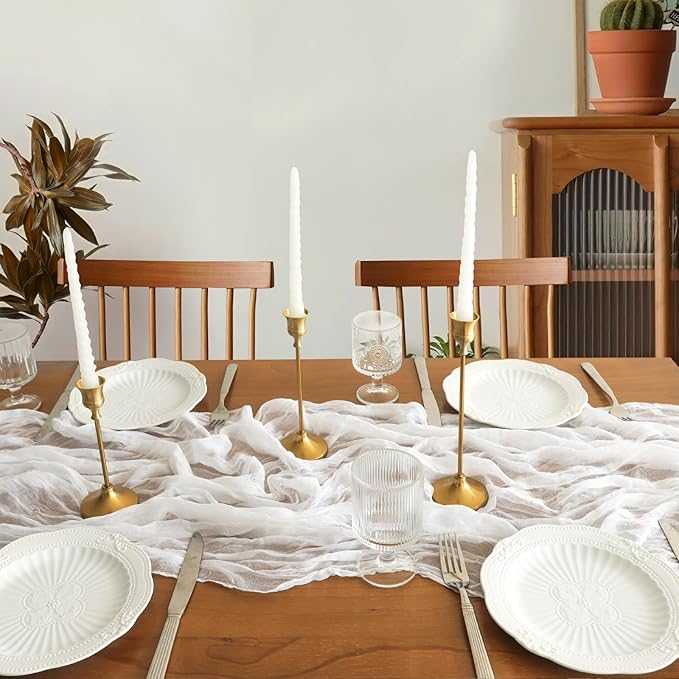 Ivory White Table Runner, 10FT Rustic White Table Runner 35*120inch Boho Table Runners for Wedding Bridal Shower Baby Shower Table Centerpiece Decorations
