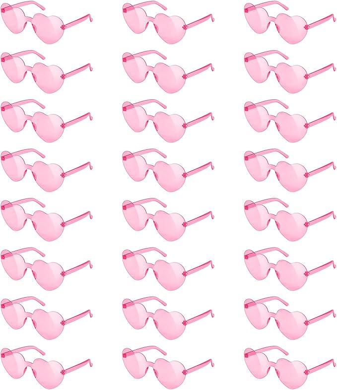 24 Pack Valentine's Day Glasses,Heart Shape Sunglasses,Heart Shape Pink Glasses for Valentine,Prop,Wedding Decor,Party Favors Accessory