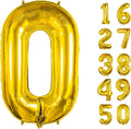 40 Inch Number Balloons 0 Gold Big Giant Jumbo Number Foil Mylar Balloons for 0th Birthday Party Supplies Anniversary Events Decorations (Gold-0)