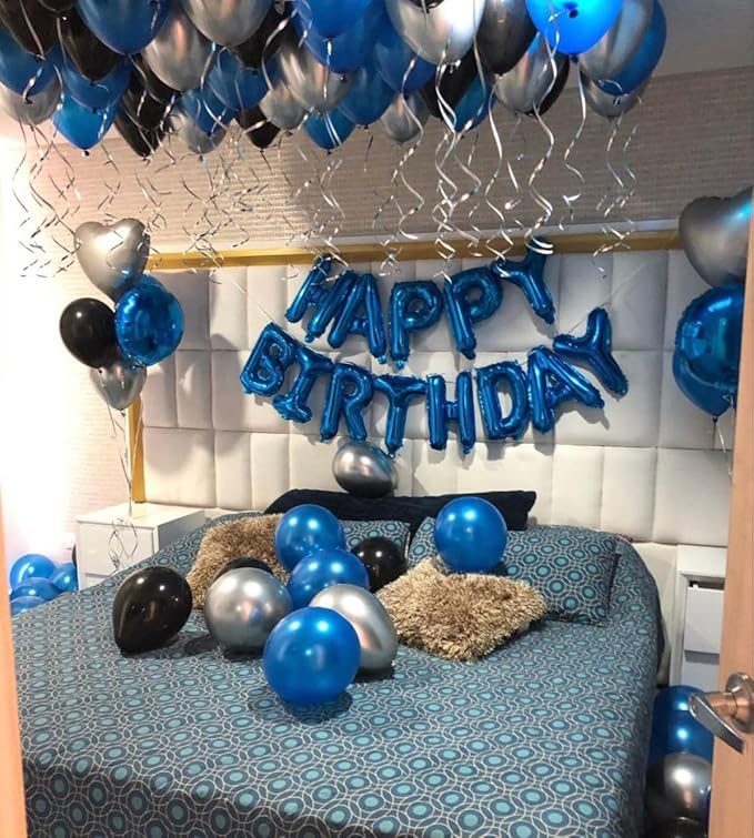 [26 Pcs] 16" Letter Blue Foil Balloons A-Z set, Mylar Aluminum Hanging Alphabet for Graduation Birthday Party Decorations New Year eve