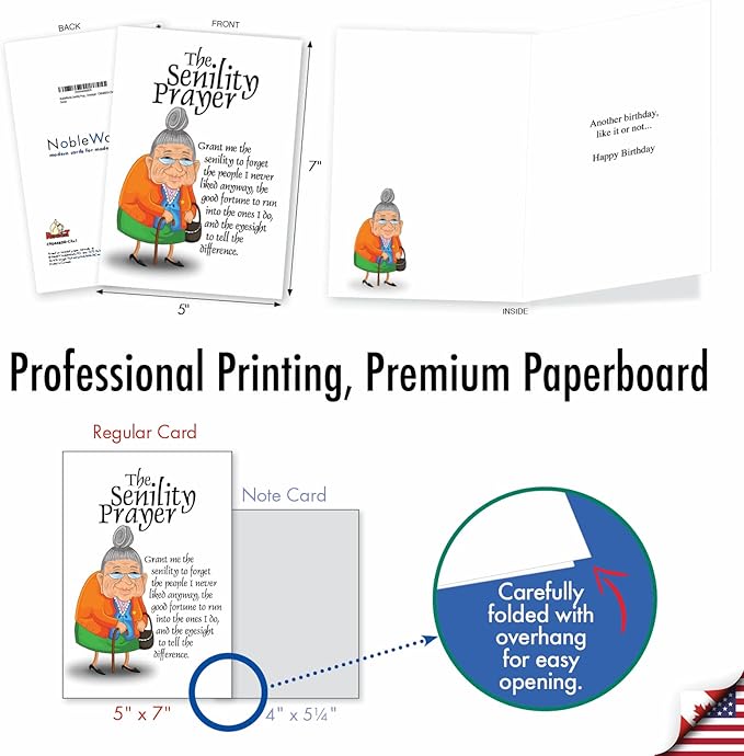 NobleWorks - Pack of 3 Hilarious Birthday Greeting Cards with Envelopes (1 Designs, 3 Each) - Senility Prayer C9046BDG-C3x1