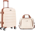 Rockland Melbourne Hardside 2 Piece Expandable Spinner Wheel Luggage Set, Carry-On 20" and Tote 14", White